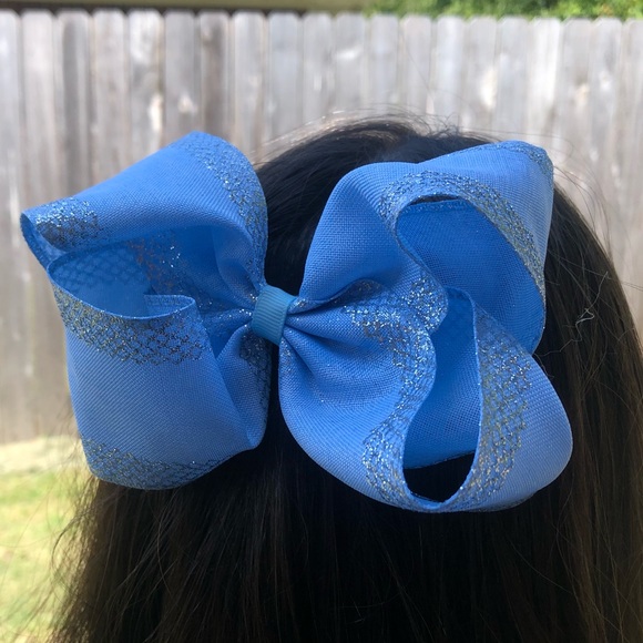 Cinderella Blue and Sparkle Edge Bow - Picture 2 of 2